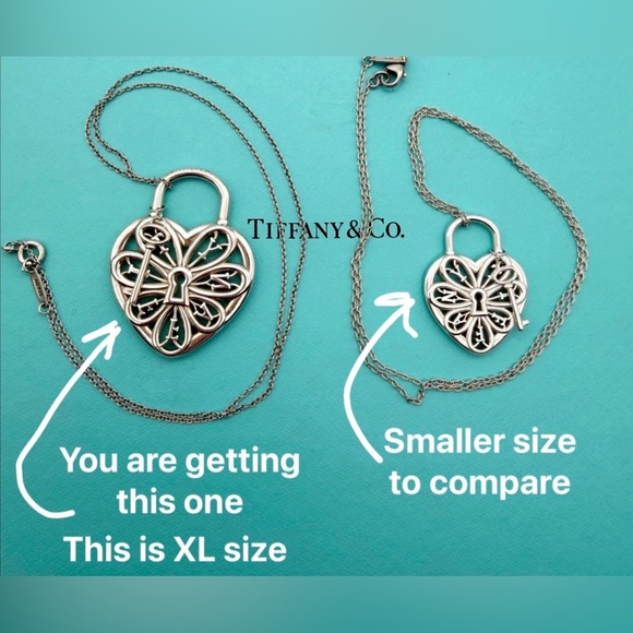 Tiffany & Co. Jewelry - Tiffany & Co. 16” XL enchant filigree heart w key necklace sterling silver